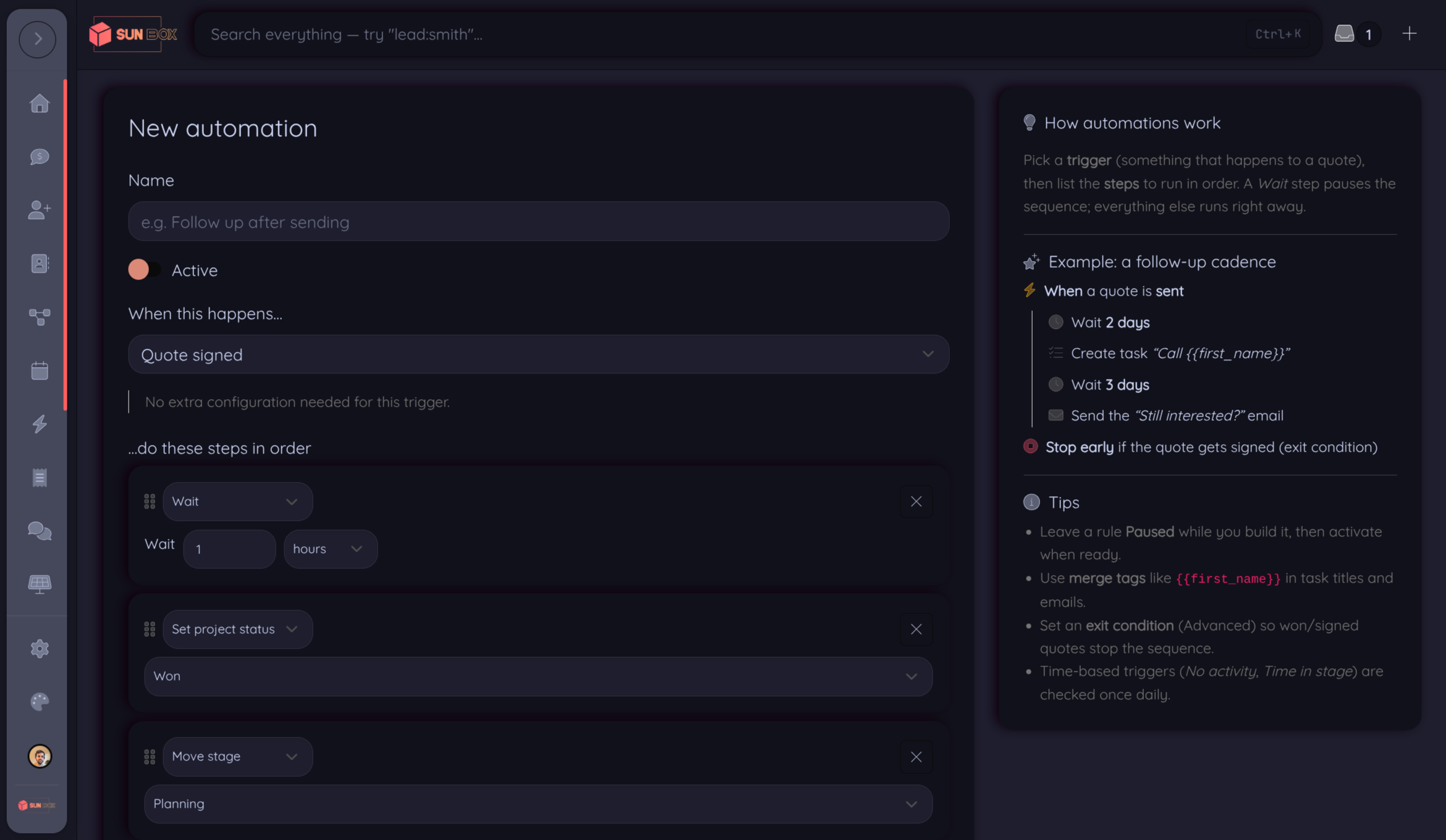 Workflow automation builder