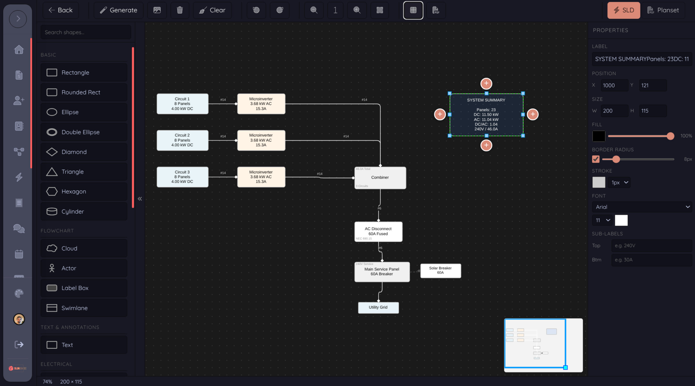 Powerlily SLD editor with multi-page canvas