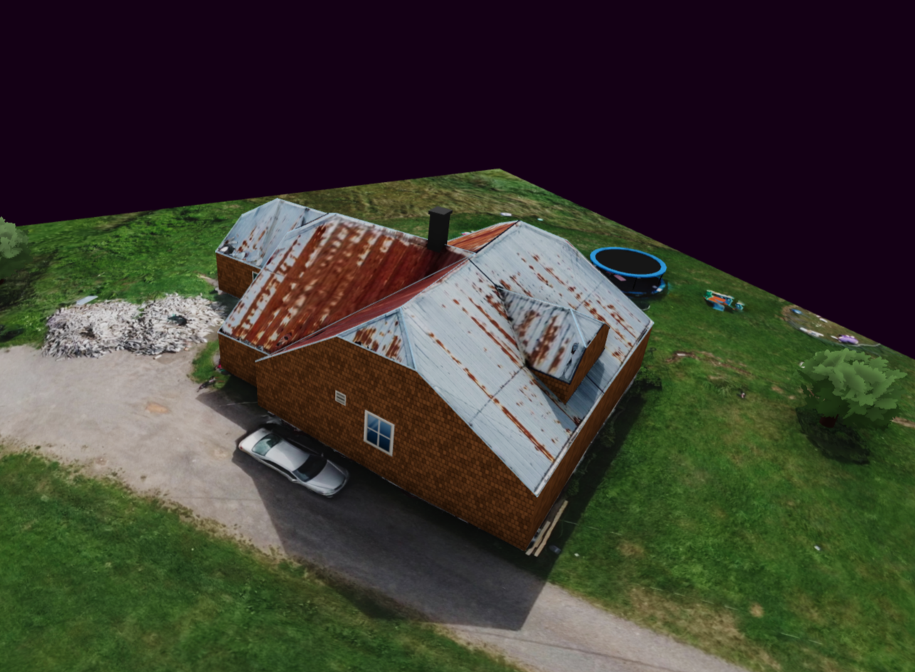 Textured three-dimensional property reconstruction created from a drone flight